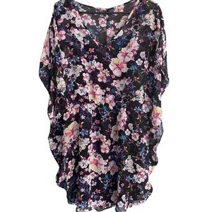 Express floral sheer butterfly sleeves dress